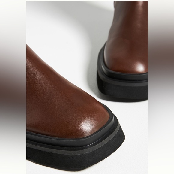 NWT Anthropologie x Pilcro Leather Chocolate Brown mid calf Boots Size 7 - Picture 6 of 11